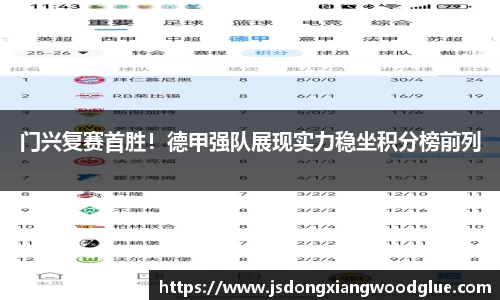 门兴复赛首胜！德甲强队展现实力稳坐积分榜前列